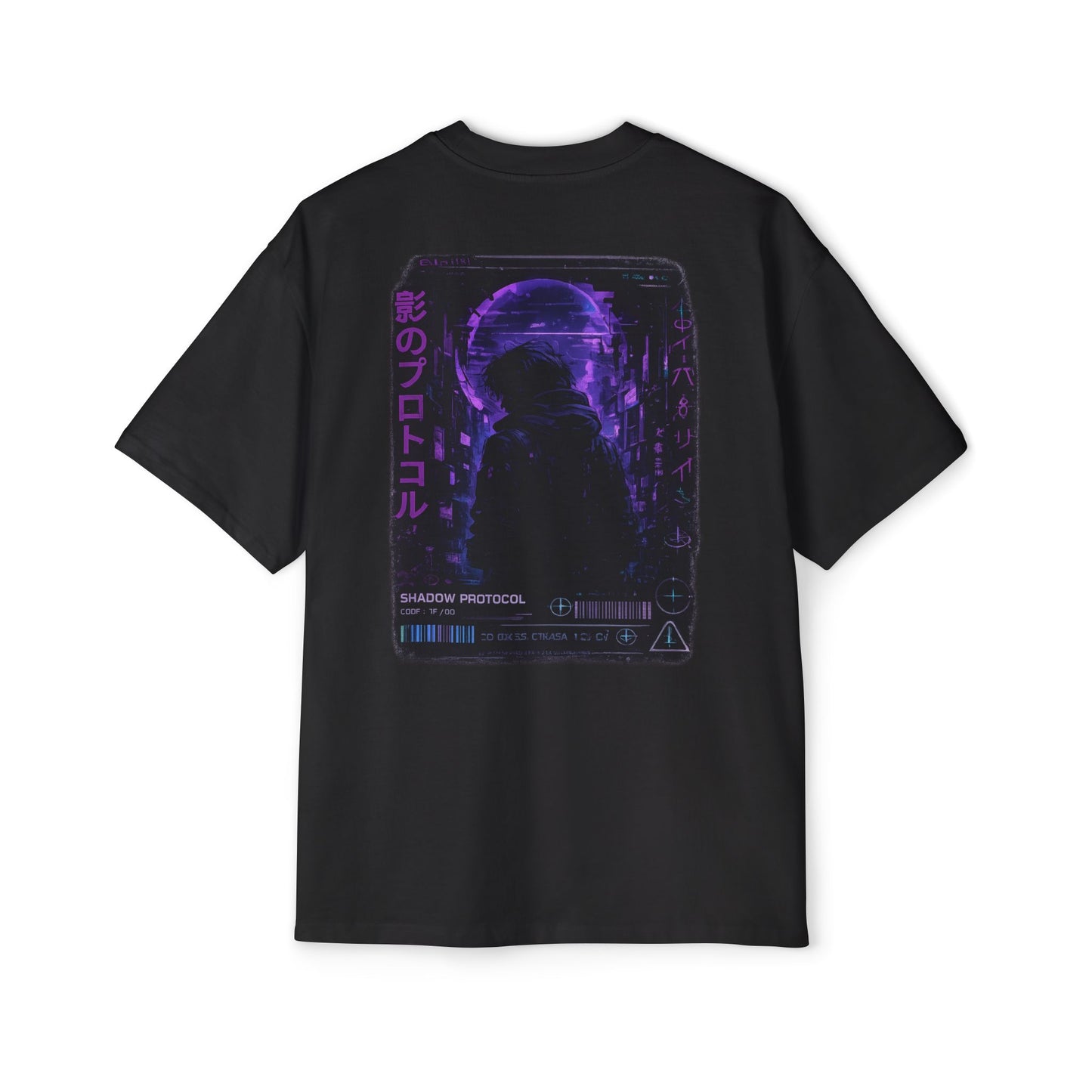 Shadow Protocol Oversized Tee – Purple Cyber Anime Streetwear