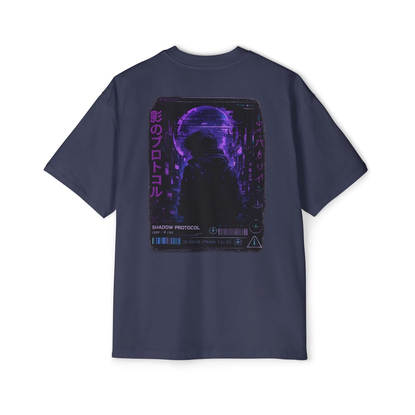 Shadow Protocol Oversized Tee – Purple Cyber Anime Streetwear
