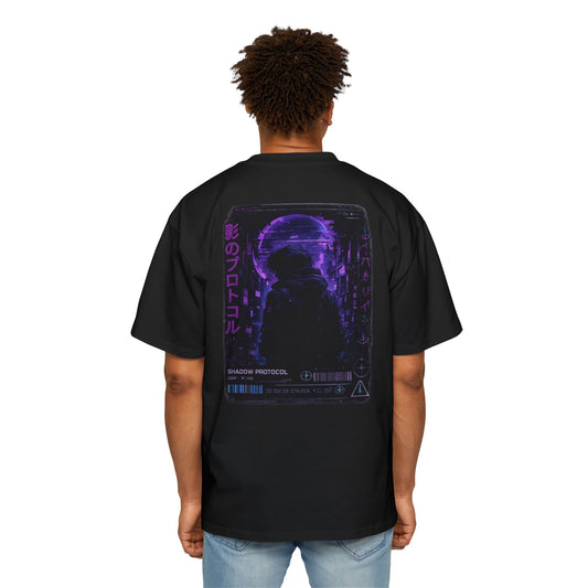 Shadow Protocol Oversized Tee – Purple Cyber Anime Streetwear