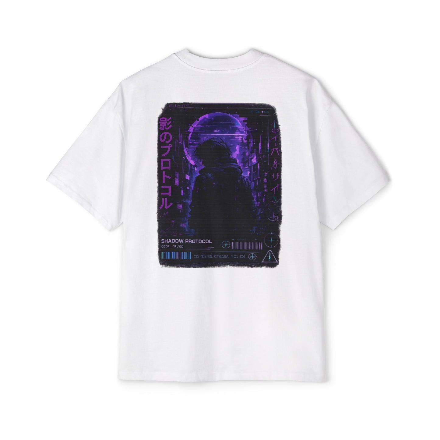 Shadow Protocol Oversized Tee – Purple Cyber Anime Streetwear